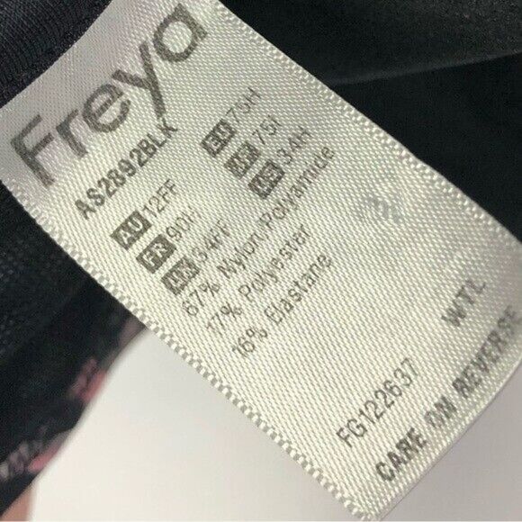 Freya Black & Pink Palm Floral Halter Swim Top 34H - Picture 5 of 5